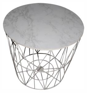 Příruční stolek, mramor/bílá, ENPLO, 40 x 40 x 40 cm,, mramor, Deska