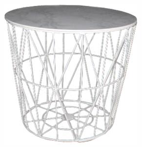 Příruční stolek, mramor/bílá, ENPLO, 40 x 40 x 40 cm,, mramor, Deska