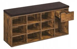 Botník Songmics se sedákem 104 x 48 x 30 cm, rustikální dub