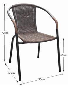 Židle, stohovatelná, hnědá/ černé nohy, DOREN, 53 x 63 x 72 cm,, hnědá, ratan