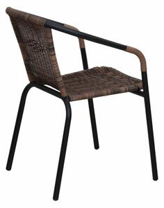 Židle, stohovatelná, hnědá/ černé nohy, DOREN, 53 x 63 x 72 cm,, hnědá, ratan