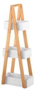 Regál, bambus / bílá, VEGO, 30 x 18.5 x 81 cm,, Bíla, Deska