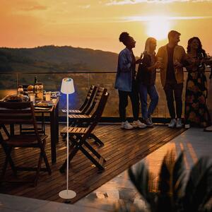 LED dobíjecí stojací lampa Coloris, bílá, RGB, stmívač, IP44, USB