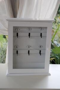 Bílá dřevěná skříňka na klíče - 25*7*31 cm