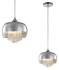 Závěsné svítidlo Luna, 1x krystalky/chromové/transparentní skleněné stínítko, ch