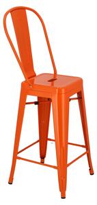 Židle barová Paris Back s opěradlem oranžová insp.Tolix