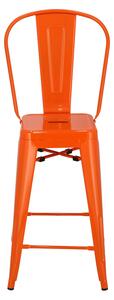 Židle barová Paris Back s opěradlem oranžová insp.Tolix