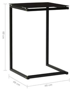 Odkládací stolek - černý - tvrzené sklo| 40 x 40 x 60 cm