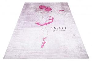 Makro Abra Dětský kusový koberec vhodný k praní BAMBINO 41970 Baletka protiskluzový růžový Rozměr: 80x150 cm