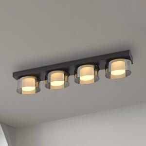 Paul Neuhaus LED stropní svítidlo Rika, 70 cm, sklo, stmívatelné, stmívatelný, Černá, Obývací pokoj / jídelna, Sklo, Moderní