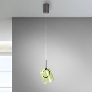 Paul Neuhaus LED závěsná lampa Zula, zelená, Ø 15 cm, sklo