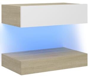 Noční stolek Allkaz - dřevotříska - 60x35 cm | bílý a dub sonoma