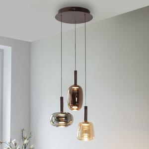 Paul Neuhaus Irides LED závěsná lampa, Ø 43 cm, barevná, sklo, stmívatelný, Vícebarevná, Obývací pokoj / jídelna, Sklo, Moderní