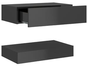 Noční stolek Allkaz - dřevotříska - 60x35 cm | šedý s vysokým leskem