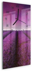 Skleněné hodiny vertikální Levandulové pole zsppc-30x60-00171364