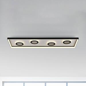 Paul Neuhaus LED stropní svítidlo Dune, 100 cm, černá, stm., stmívatelný, Černá, Obývací pokoj / jídelna, Hliník, Moderní, Stropní svítidlo
