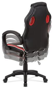 Kancelářská židle, červená-černá-bílá ekokůže+MESH, houpací mech, kříž plast čer KA-V505 RED