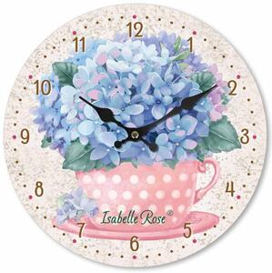 Dřevěné nástěnné hodiny s květy 29 cm (ISABELLE ROSE)