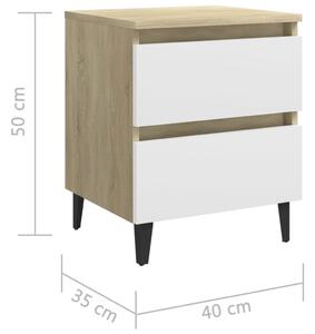 Noční stolek Brunati - MDF - 40x35x50 cm | bílý a dub sonoma