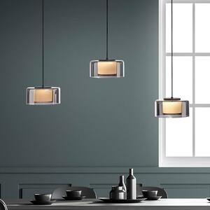 Paul Neuhaus LED závěsné svítidlo Rika, 71 cm, sklo, stmívatelné, stmívatelný, Černá, Obývací pokoj / jídelna, Sklo, Moderní