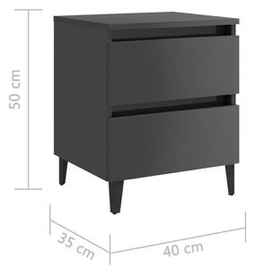 Noční stolek Brunati - MDF - 40x35x50 cm | šedý s vysokým leskem