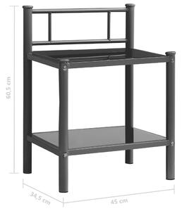 Noční stolek Namtte - kov a sklo - 45x34,5x60,5 cm | černý