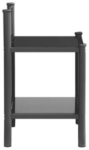 Noční stolek Namtte - kov a sklo - 45x34,5x60,5 cm | černý