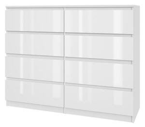 Komoda 120/8 - bílý lesk