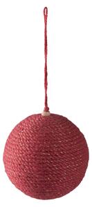 Vánoční ozdoba jutová červená koule - Ø 9*10cm - sada 4ks