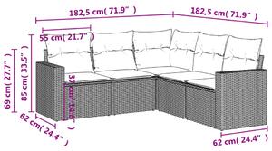 5dílná zahradní sedací souprava s poduškami béžová polyratan