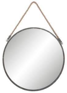 Kulaté kovové zrcadlo na jutovém provazu - Ø 45*1cm