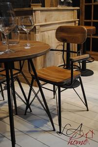 Dřevěný kovový stolek Bistro - Ø 64,5 * 75,5cm