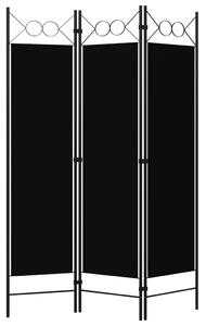 3-dílný paraván Liams - 120x180 cm | černý