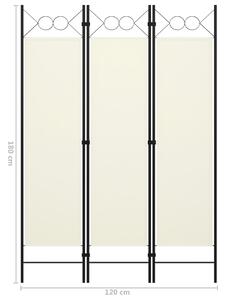 3-dílný paraván Liams - 120x180 cm | krémově bílý