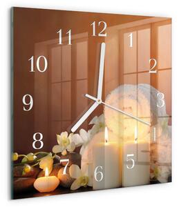 Skleněné hodiny Lázeňské svíčky zskb-30x30-00082997
