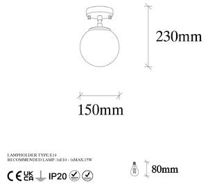 Stropní svítidlo Atmaca 10220, zlatá antická barva, opálové sklo Ø 15 cm