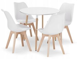 Jídelní stůl KAMI bílý 80 cm se čtyřmi židlemi MARK bílé