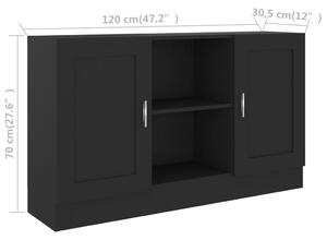 Příborník Macius - dřevotříska - 120x30,5x70 cm | černý