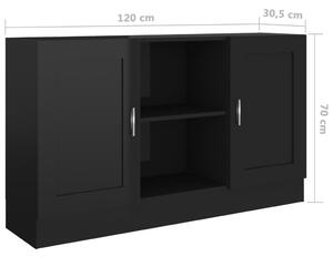 Příborník Macius - dřevotříska - 120x30,5x70 cm | černý vysoký lesk