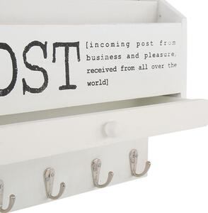 Bílý box na poštu na zeď s nápisem Post - 38*30*11 cm