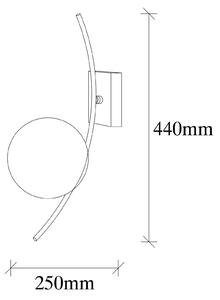 Nástěnné svítidlo Hilal 3821, černé, opálové sklo, výška 44 cm