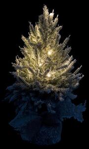 Zasněžený vánoční stromek v jutě se světýlky - Ø 17*45cm