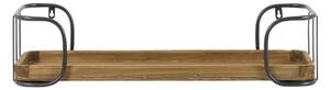 Nástěnná dřevěná police s kovovými okraji Zyra 1 - 70*22*15 cm