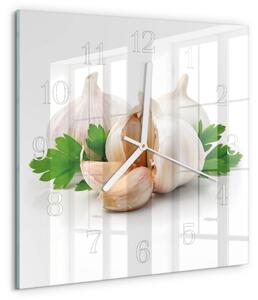 Skleněné hodiny Česnek zskb-30x30-00080458