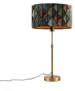 Stolní lampa bronzová s oválným sametovým stínidlem s motivem listů 35 cm - Parte