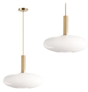 Toolight - Skleněná závěsná lampa APP668-1CP, mléčné sklo, zlatá-bílá, OSW-04662