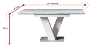 Rozkládací stůl BLOK, 120-160x75x80, bílý lesk