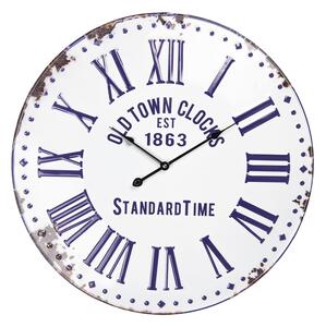 Bílo - modré plechové hodiny - Ø 57*4 cm / 1*AA