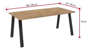 Jídelní stůl ALEXANDR, 185x75x90, dub artisan