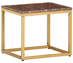 Konferenční stolek hnědý 40x40x35 cm pravý kámen mramorový vzor